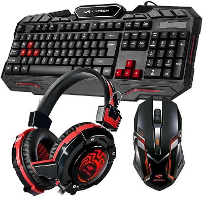 COMBO GAMER C3TECH GK-100 TECLADO + MOUSE 3200DPI + HEADSET