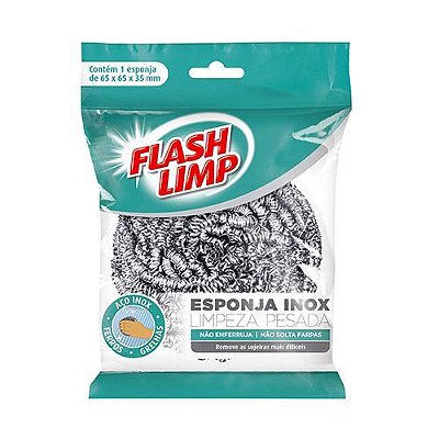 Flash Limp - Esponja Multiuso Inox Limpeza Pesada