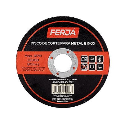 Ferja - Disco Corte Inox 41/2X1,0X7/8