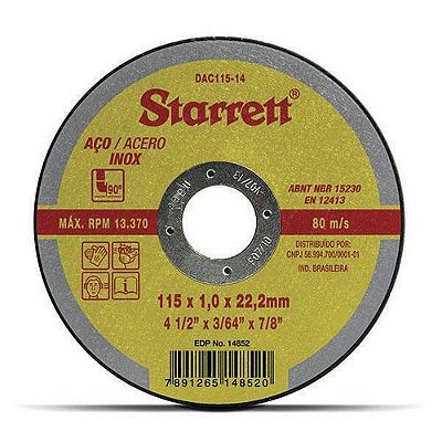 Starrett - Disco Corte Inox 41/2X1,0X7/8