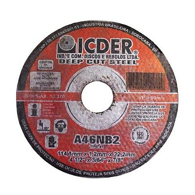 Icder - Disco Corte Inox 41/2X1,2X7/8