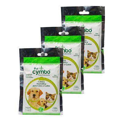 Kit 3 Coleiras Repelentes Naturais Cães Pet 100 Cymbo