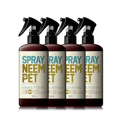 Kit 4 Spray Neem Pet Repelente para Cachorro e Gato 180ml Openeem