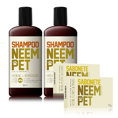 Kit 2 Shampoo Sabonete Neem Pet para Cachorro e Gato Openeem