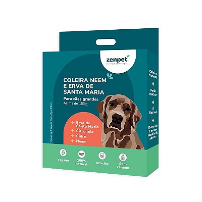 Coleira Natural com Neem e Erva-Santa-Maria para Cães Grandes | Zenpet