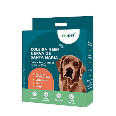 Coleira Natural Neem e Erva Santa Maria Cães Grandes Zenpet