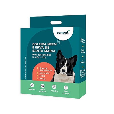 Coleira Natural com Neem e Erva-Santa-Maria para Cães Médios | Zenpet