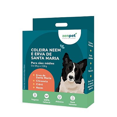 Coleira Natural Antipulgas Carrapatos Cães Médios Zenpet