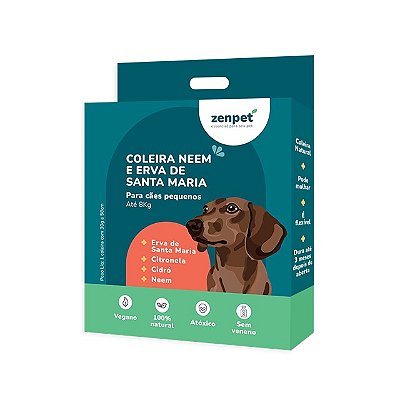 Coleira Natural com Neem e Erva-Santa-Maria para Cães Pequenos | Zenpet