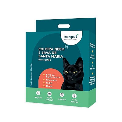 Coleira Natural com Neem e Erva-Santa-Maria para Gatos | Zenpet