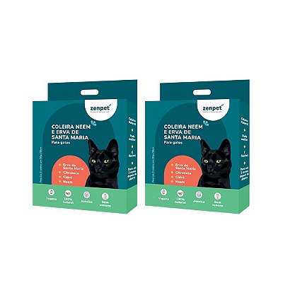 Kit com 2 Coleiras Naturais com Neem e Erva-Santa-Maria para Gatos | Zenpet