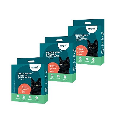 Kit com 3 Coleiras Naturais com Neem e Erva-Santa-Maria para Gatos | Zenpet