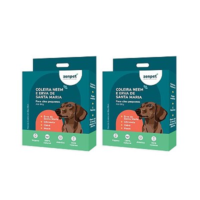 Kit com 2 Coleiras Naturais com Neem e Erva-Santa-Maria para Cães Pequenos | Zenpet