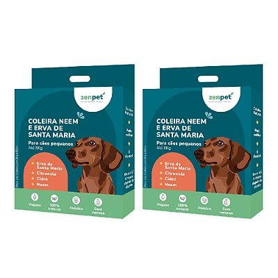 Kit 2 Coleira Natural Neem e Erva Santa Maria Cães Pequenos Zenpet