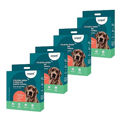 Kit com 4 Coleiras Naturais com Neem e Erva-Santa-Maria para Cães Grandes | Zenpet