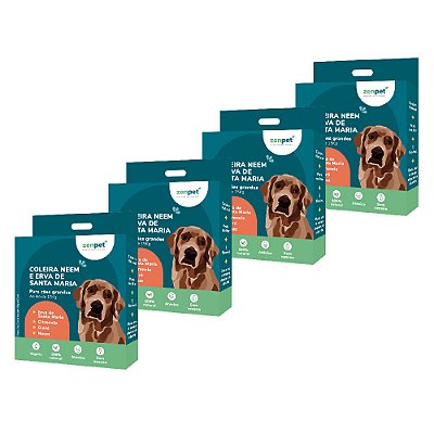 Kit 4 Coleira Natural Neem e Erva Santa Maria Cães Grandes Zenpet