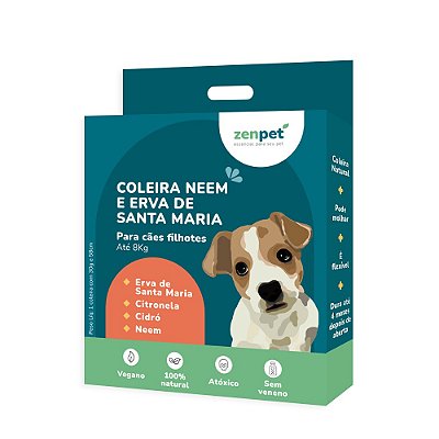 Coleira Natural Antipulgas Carrapatos para Cães Filhotes Zenpet