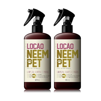 Kit 2 Loção Neem Pet 180g Limpeza para Cachorro e Gato Openeem