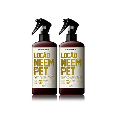 Kit 2 Loção Neem Pet 180g Repelente para Cachorro e Gato Openeem