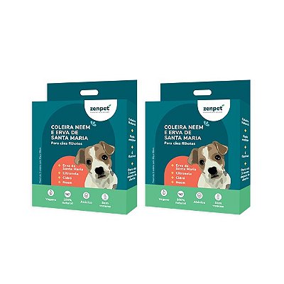 Kit com 2 Coleiras Naturais com Neem e Erva-Santa-Maria para Cães Filhotes | Zenpet