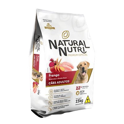 Ração para Cães Adultos Premium Especial Frango 15kg Natural Nutri