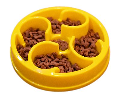 Comedouro Lento para Cães Círculos Amarelo | ÓrienPet