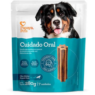 Petisco para Cachorro Snacks Cuidado Oral Grande 280g 7un Papaya Pets