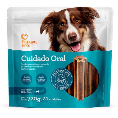 Petisco para Cachorro Snacks Cuidado Oral Médio 720g 30un Papaya Pets