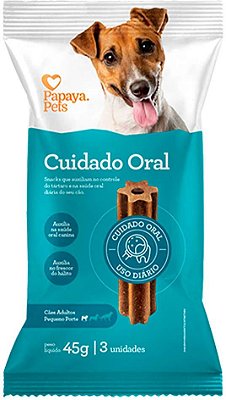 Petisco para Cachorro Snacks Cuidado Oral Pequeno 45g 3un Papaya Pets