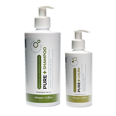 Kit Shampoo e Loção para Cães Gatos Limpeza Profunda Wesen Green