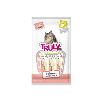 Petisco para Gato Cremoso Sabor Salmão e Cranberry - 5 Sachês - Trully
