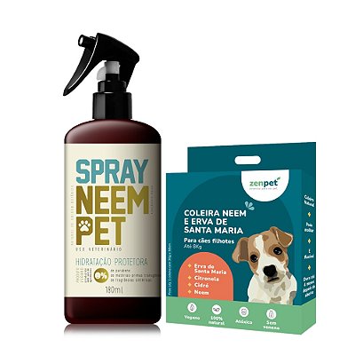 Kit Coleira Zenpet e Spray Neem Pet Repelente para Cães Filhotes Openeem