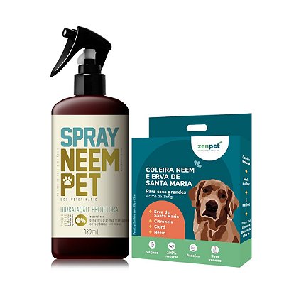 Kit Coleira Zenpet e Spray Neem Pet Repelente para Cães Grandes Openeem