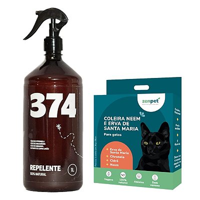 Kit Coleira Zenpet Gatos e Spray Repelente Citronela 1 L 374