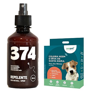 Kit Coleira Zenpet Cães Filhotes e Spray Repelente Citronela 250ml 374