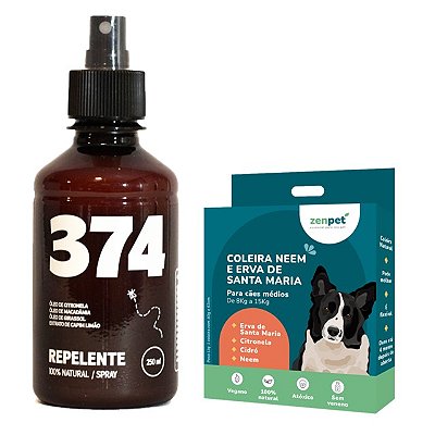 Kit Coleira Zenpet Cães Médios e Spray Repelente Citronela 250ml 374