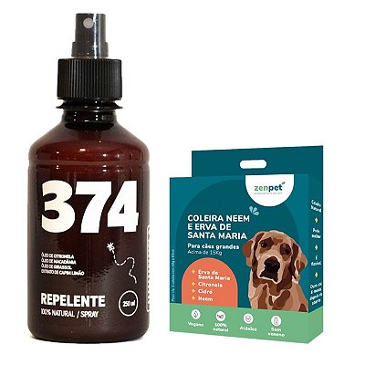 Kit Coleira Zenpet Cães Grandes e Spray Repelente Citronela 250ml 374