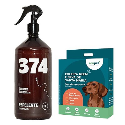 Kit Coleira Zenpet Cães Pequenos e Spray Repelente Citronela 1 L 374