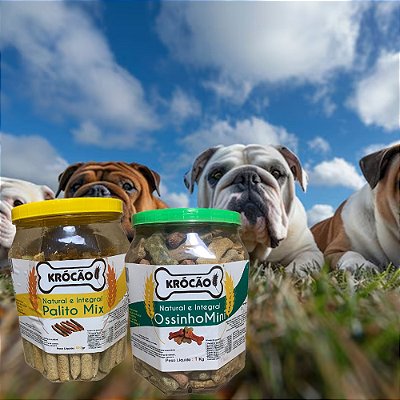 Kit 2 Potes de Biscoitos para Redução de Tártaro e Saúde da Pele e Pelos para Cães - Krocão