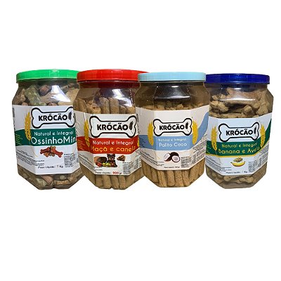 4 Potes de Biscoitos para Cachorro Crocante Natural 3,8 Kg - Krocão