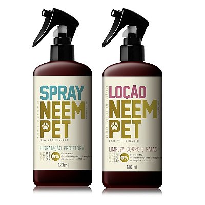 Kit Spray Repelente e Loção Neem Pet  para Cães Gatos 180ml Openeem