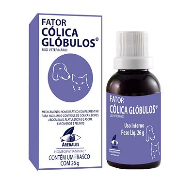 Homeopatia Desconforto Abdominal para Cães e Gatos Fator Colica Glóbulos 26g - Arenales