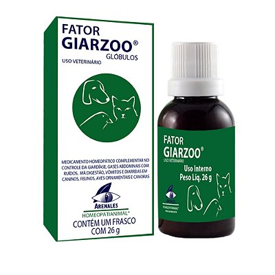 Homeopatia para Apoio Natural para Cães e Gatos com Giardíase Fator Giarzoo 26g - Arenales