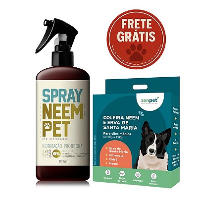 Kit Repelente Natural Zenpet | Coleira Zenpet para Cães Médios + Spray Neem Pet – Frete Grátis Brasil
