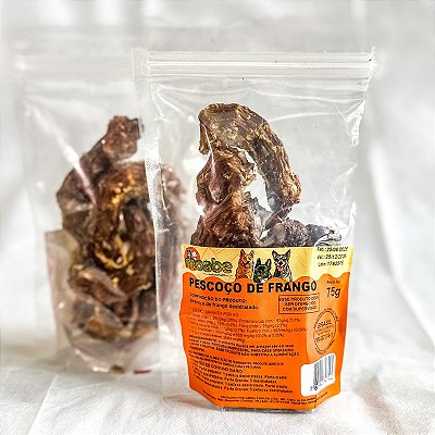 Petisco Natural Pescoço de Frango Desidratado para Cães e Gatos 75g – Moabe