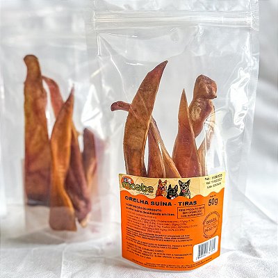 Petisco Natural Orelha Suína em Tiras Desidratadas para Cães e Gatos 50g – Moabe