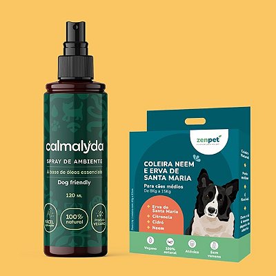 Kit Coleira Zenpet Cães Médios + Spray Calmalyda