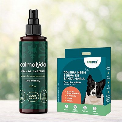 Kit Coleira Zenpet Cães Médios + Spray Calmalyda