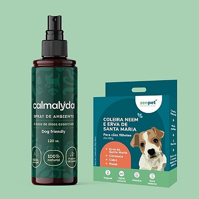 Kit Coleira Zenpet Cães Filhotes + Spray Calmalyda