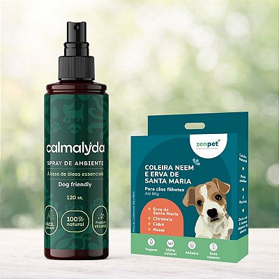 Kit Coleira Zenpet Cães Filhotes + Spray Calmalyda